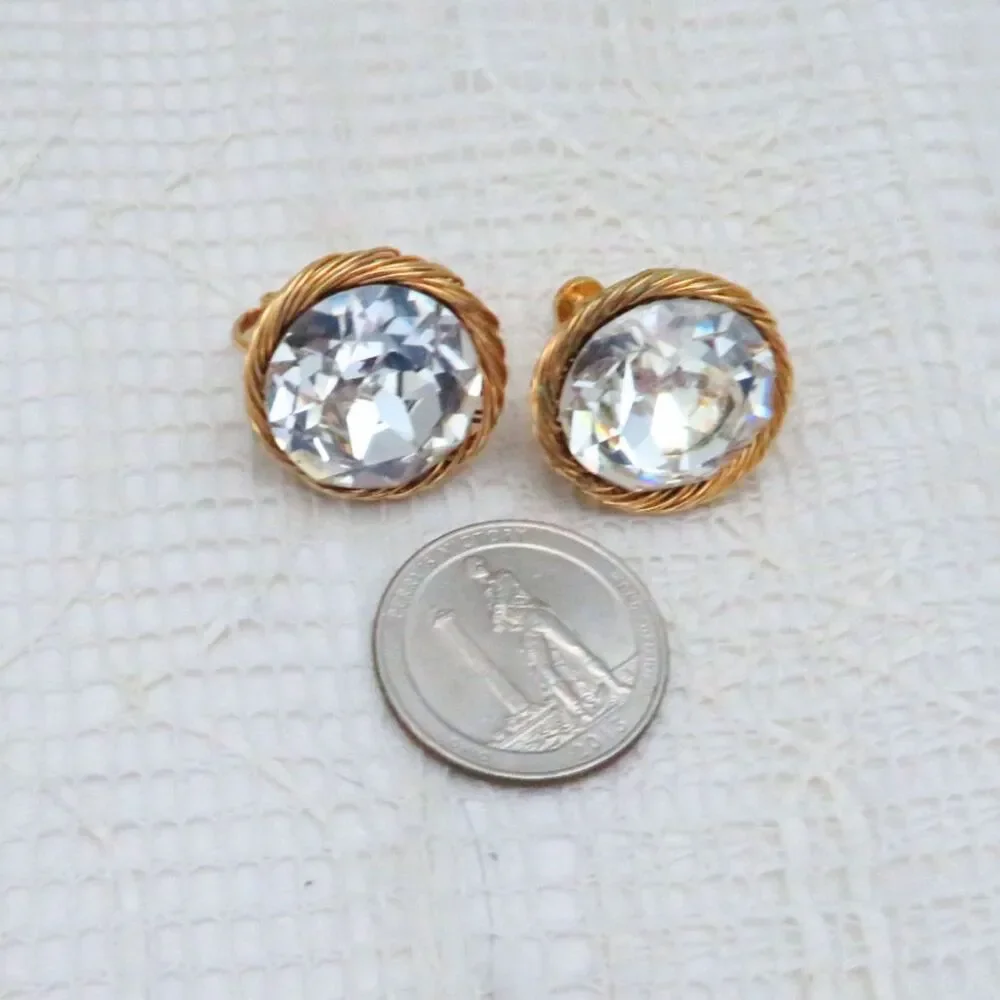 Vendome Vintage Clip On Earrings Women Gold Tone Glamorous Statement Earrings